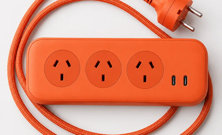 Cosmic Orange Roamboard close-up showing AU sockets and USB-C ports