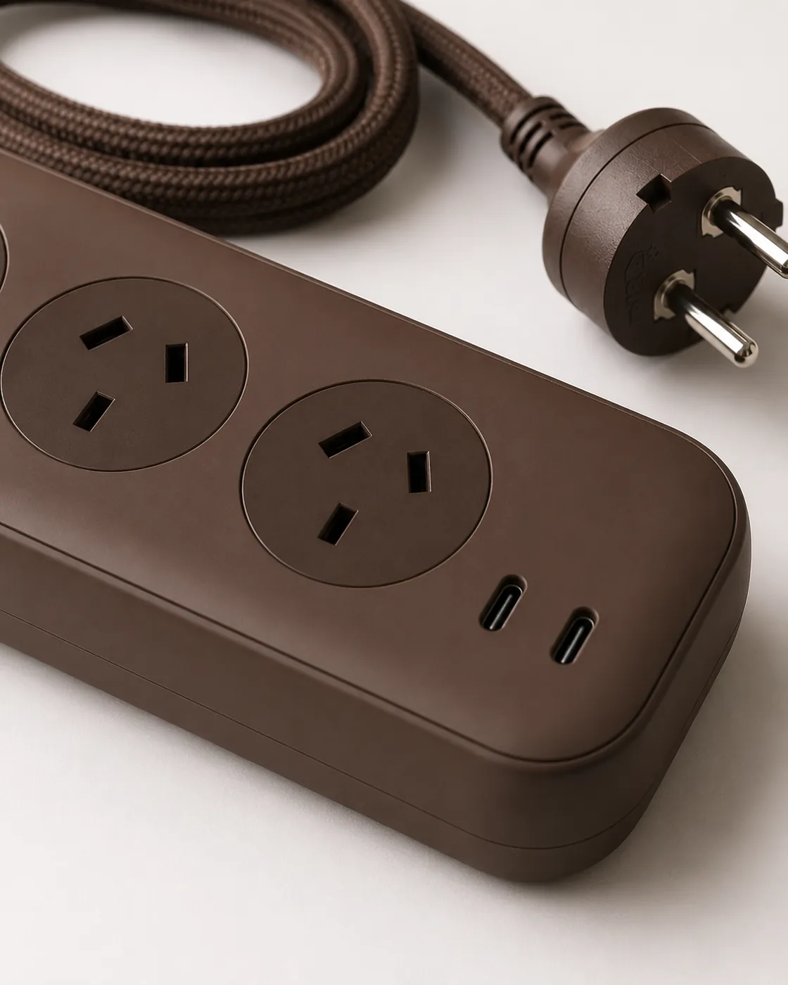 Close view of the outlets and USB-C ports
